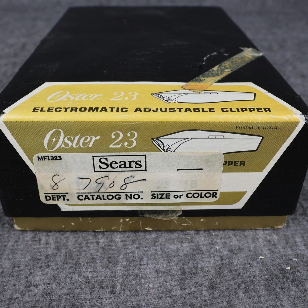 Vintage Oster 23 Electromatic Adjustable Hair Clipper Black USA With Box Manual